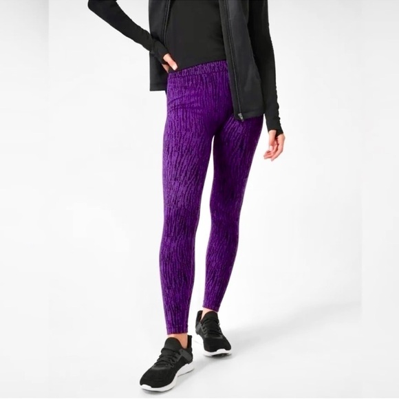Athleta Flurry Elemental Tight leggings Snowscape Black Basalt Violet women’s M - Picture 2 of 10